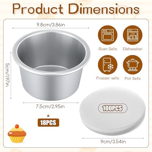EupHHonycs 4 Inch Cake Pan Set of 18, Aluminum Round Cake Pans Mini