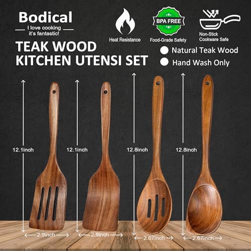 4-Piece Teak Wooden Cooking Utensil Set
