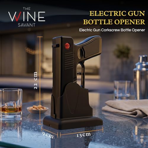 Electric Gun Wine Corkscrew Bottle Opener - Rechargeable Holster Base