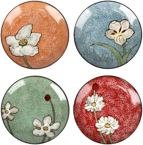 Ceramic Dinner Plates Set of 4, 11 Inch Underglaze Painting Large