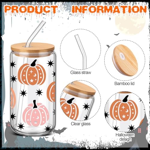 12 Pcs Halloween Ghost Glass Cups Bulk 16 oz Cute Pink Spooky Iced