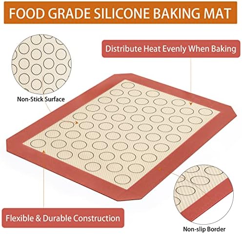 Deedro Stainless Steel Baking Sheet and Silicone Mat Set of 4