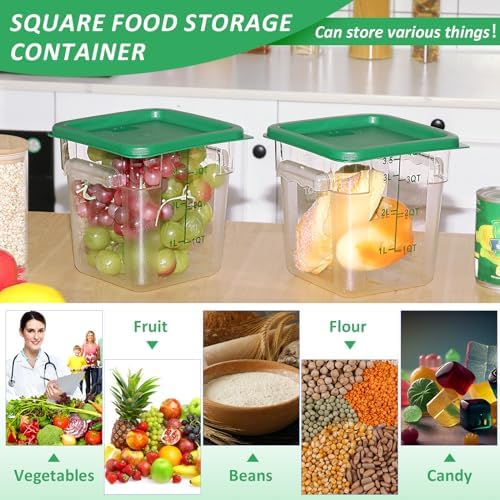 Yungyan 6 Pcs Commercial Food Storage Containers 4 Qt Square Acrylic