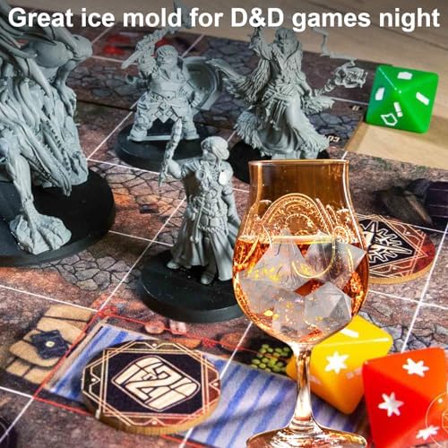 Juome DND Dice Shape Silicone Ice Cube Mold for Whisky, Ice Cube Tray