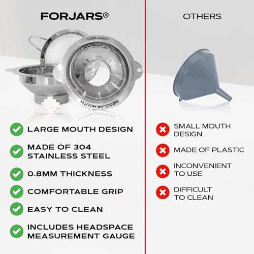 FORJARS Canning Funnel Set - with Strainer for Wide and Regular Mason