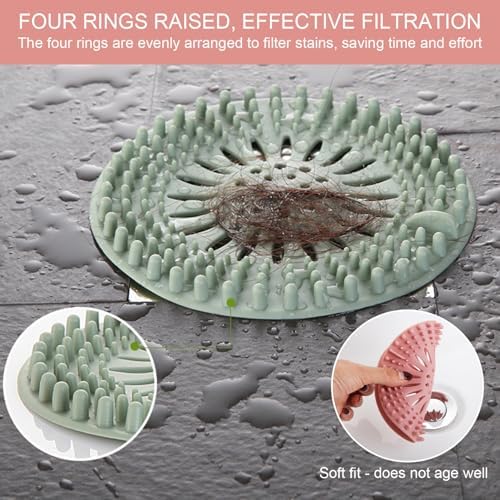 Drain Hair Catcher, 4PCS 5 Inch Round Soft Silicone Anti Clogging