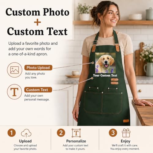 Personalized Apron with Pockets – Gifts for Cooking and Kitchen Lovers