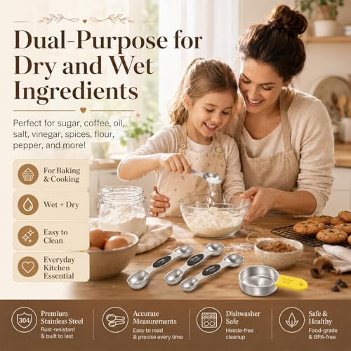 Magnetic Measuring Cups and Spoons Set - 304 Stainless Steel