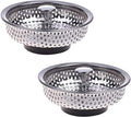 Pack of 2 Kitchen Sink Drain Strainer Basket and Stopper