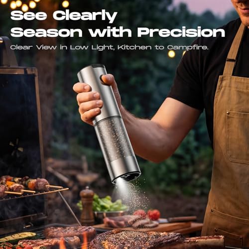 Electric Salt and Pepper Grinder Set, Battery, Stainless Steel