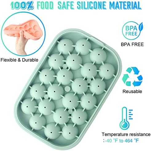 Ice Cube Tray, 2 Pack Flexible Silicone 22 Ice Balls Maker with Lid