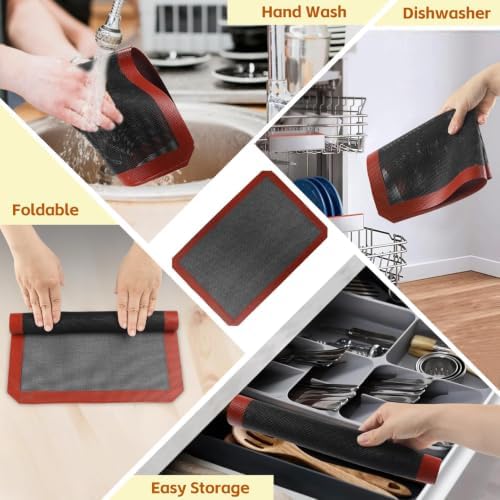 2PCS 16.5"x11.6" Perforated Baking Mats, Silicone Half Sheet Pan Black