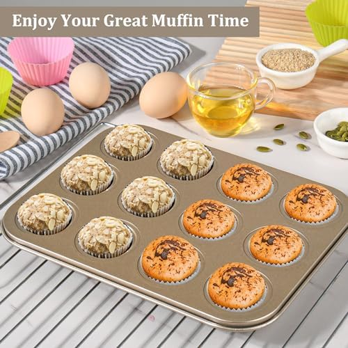Mini Muffin Pan 2-Pack, Premium Small Cupcake Pans, Carbon Steel