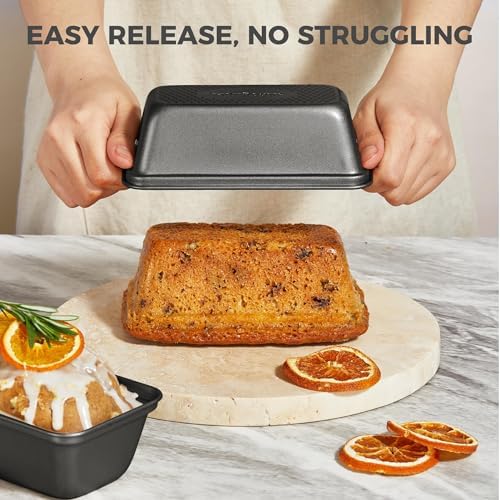 HONGBAKE 3 Pack Nonstick Mini Loaf Pans, 6 x 3.3 x 2 Inch Small Bread