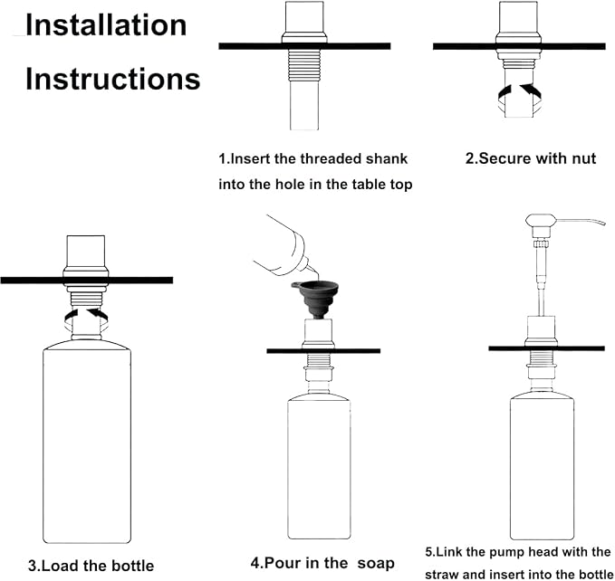 Soap Dispenser for Kitchen Sink, Stainless Steel Built in Soap Dispenser - Image 4