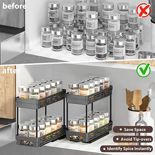 Pull Out Spice Rack Organizer for Cabinet, 3 Packs Slide Out Spice