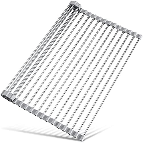 Tomorotec Roll-Up Dish Drying Rack, 304 Steel, Grey