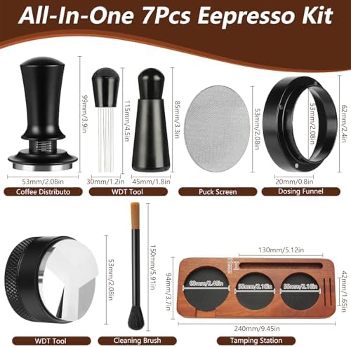 7 PCS Espresso Accessories,WDT Tool Espresso Machine Tamper Tools