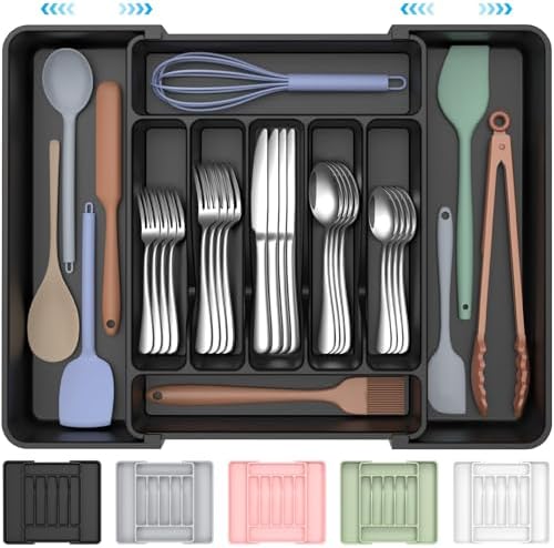 ukeetap Extra Large Expandable Silverware Organizer, Flatware Tray
