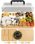 Charcuterie Board with Lid - Reversible, 2-in-1 Travel Portable Cheese Board for Picnics & Entertaining - Housewarming Gift Set Idea - Covered Snack Serving Tray - Large Food Platter