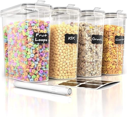 Simply Gourmet Airtight Cereal Containers with Lids – 4 Piece Tall
