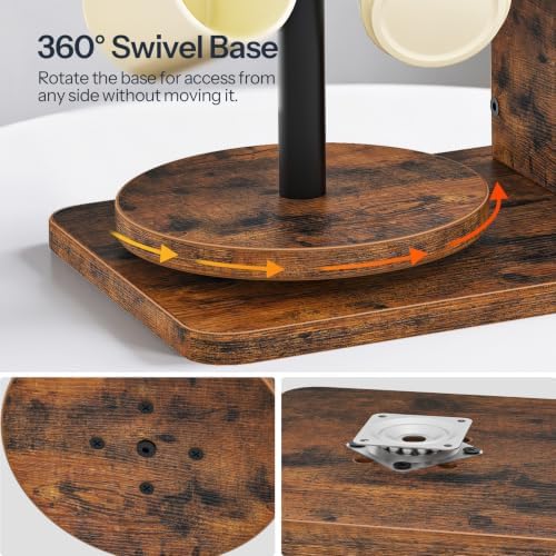 HOOBRO Mug Holder Tree, 360° Rotating, Coffee Cup Holder with 6 Metal
