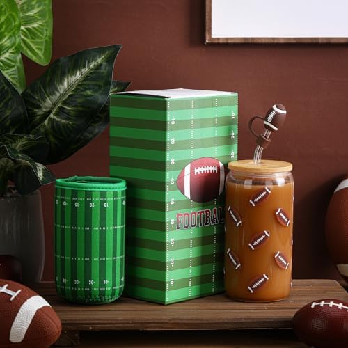 Reallnaive Football Party Decoration Glass Cup Set for Sport Lovers