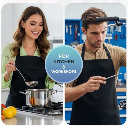Utopia Kitchen Bib Aprons 4 Pack Adjustable With 2 Pockets
