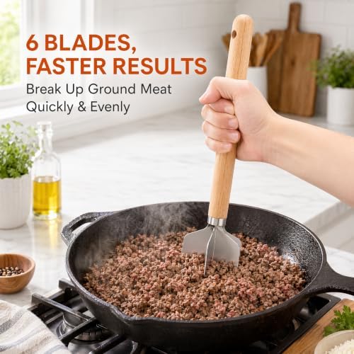 304 Stainless Steel Meat Chopper, 6-Blade Heavy Duty Ground Beef Meat