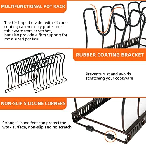 ROOHUA Pot and Pan Lid Organizer Rack for Under Cabinet, 12"-23"
