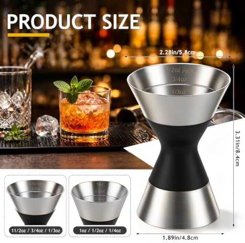 Marsui 2 Pcs Stainless Steel Double Jigger for Bartending, Measuring