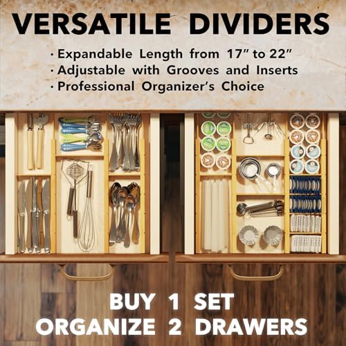 SpaceAid Bamboo Drawer Dividers with Inserts and Labels, Kitchen