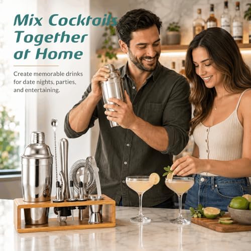Cocktail Shaker Set, 18/8 Food-Grade Stainless Steel Mixology
