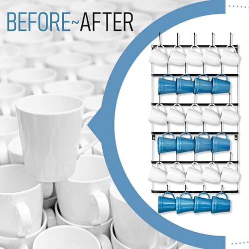Sorbus Wall Mug Rack, Coffee Mug Display for Coffee Station