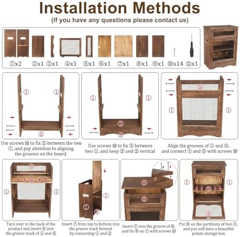 Colingmill Wooden Potato Bin, Ventilated Kitchen Counter Storage Bin