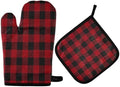 Oven Mitts Quilted Cotton Lining Buffalo Red Plaid Potholders BBQ