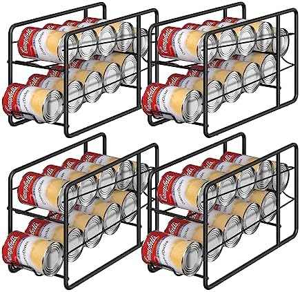MOOACE 4 Pack Can Organizer for Pantry, Stackable Soda Can Dispenser Rack