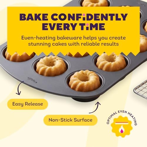 Wilton Gold Non-Stick Mini Fluted Tube Pan, Made Without PFAS