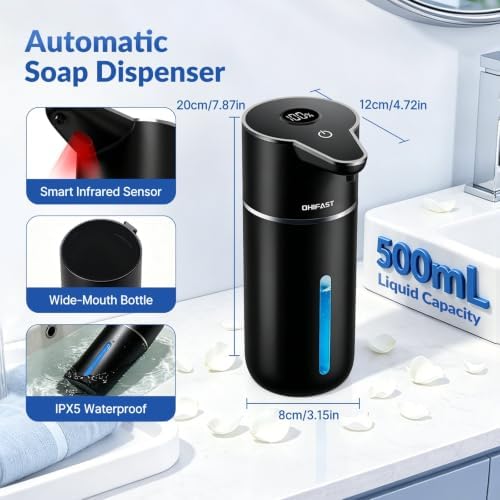 Touchless Automatic Soap Dispenser, 16.9oz/500mL, Black