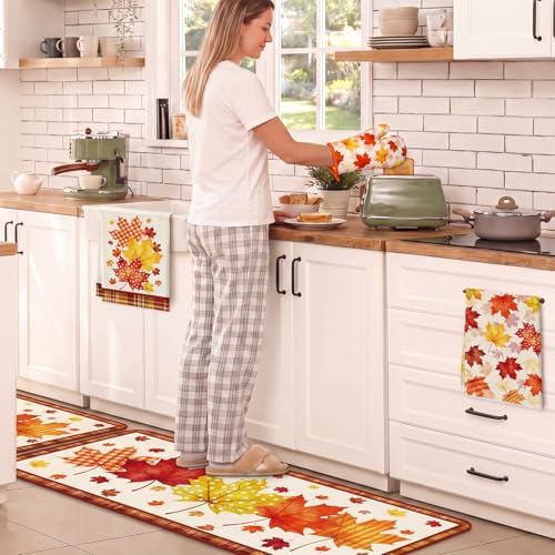 Bencailor 12 Pcs Fall Kitchen Decor Sets 6 Maple Leaves Kitchen Towels