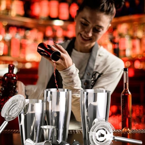 FoldTier 15 Pcs Cocktail Shaker Set Bartender Kit Boston Shaker