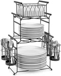 Sorbus Buffet Caddy, 7-Piece 3-Tier Set, Stackable Design (Black)