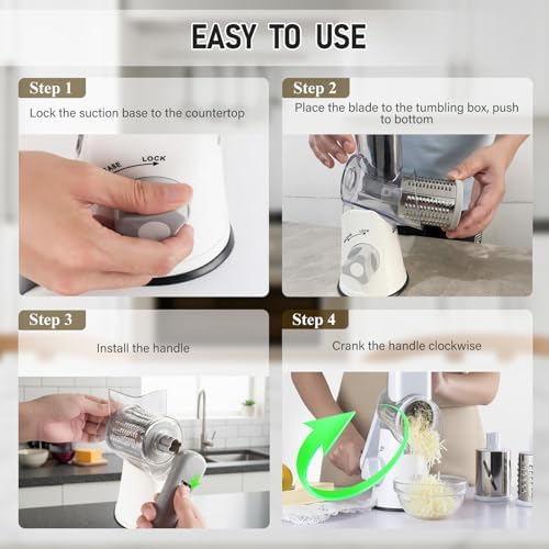 Hand-Crank Rotary Cheese Grater with Handle