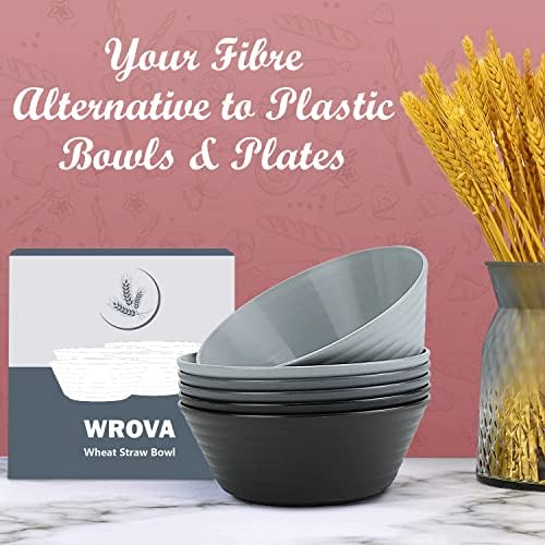 Wrova Wheat Straw Bowls, Plastic Bowls Microwave Safe, Cereal Bowls