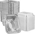 GUSTO 1 lb Disposable Aluminum Foil Takeout Pans with Clear Dome Lids