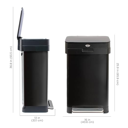 Clorox 13 Gallon Trash Can - 50L Kitchen Trash Can - Rectangular Black - Image 8