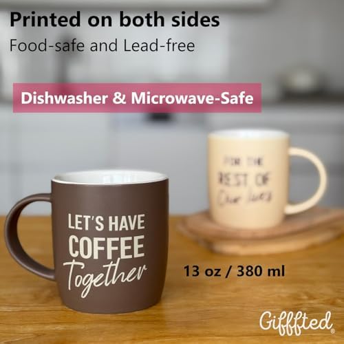 Triple Gifffted Lets Have Coffee Together Mug Set For Couples, 13oz
