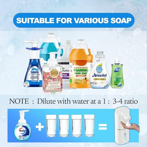 Automatic Foam Soap Dispenser for Kitchen Sink, USB-C, White, 380ml