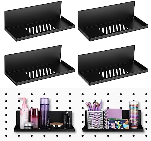 Therwen 4-Pack Magnetic Pegboard Shelves, 12 x 4.8 x 3.6 Inches