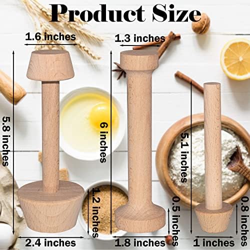 Dupiulk Wooden Tart Tamper Set, 3 Pieces